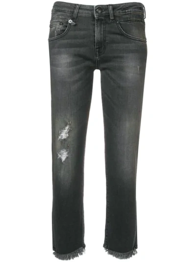 R13 Distressed Cropped Jeans In Black