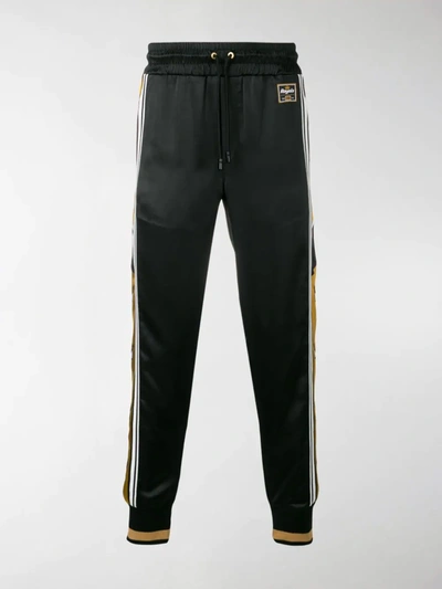 Dolce & Gabbana Logo Stripe Track Pants In Black