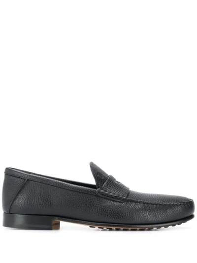 Tod's Cracked Effect Penny Loafers In Black