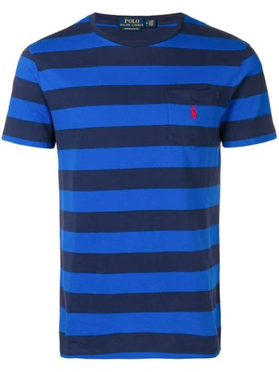 Polo Ralph Lauren Logo Striped T-shirt In Blue