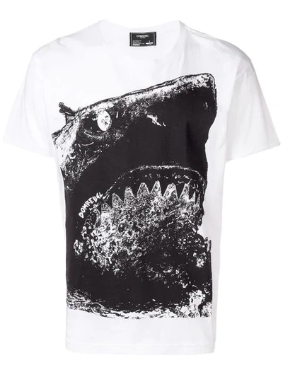 Domrebel Shark Print T In White
