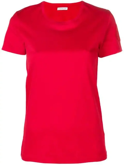 Moncler Embroidered Logo T-shirt In Red