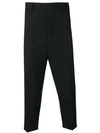 Rick Owens Cropped Drop Crotch Trousers In Black