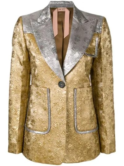 N°21 Contrast Embroidered Blazer In Gold
