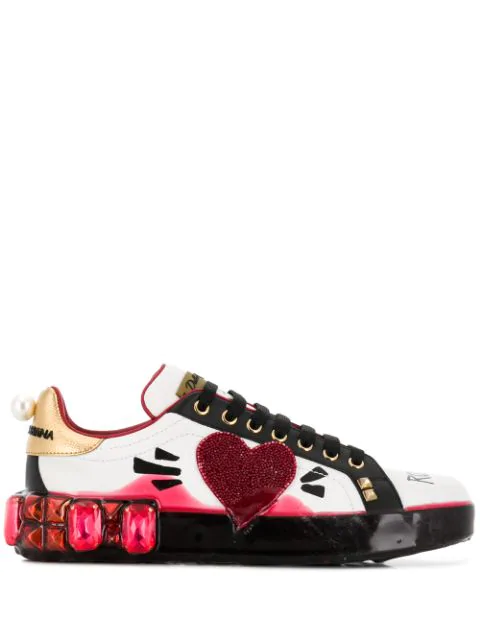 dolce and gabbana red and white sneakers