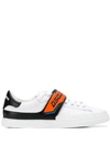 Dsquared2 Men's Neon Grip-strap Leather Sneakers In White