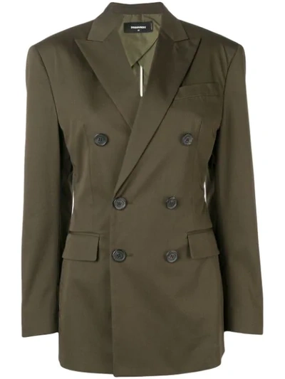 Dsquared2 Double-breasted Blazer In Military Green