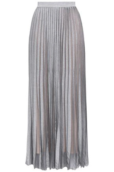 Antonino Valenti Woman Pleated Metallic Stretch-knit Maxi Skirt Silver
