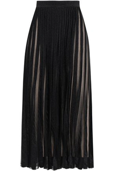Antonino Valenti Woman Pleated Metallic Stretch-knit Maxi Skirt Black