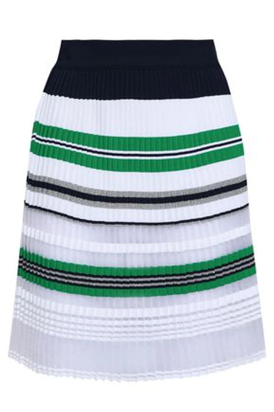 Antonino Valenti Woman Pleated Tinsel, Open And Stretch-knit Mini Skirt White