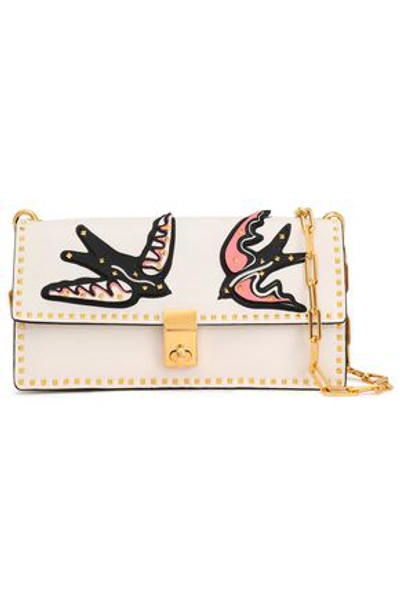 Valentino Garavani Valentino Woman Rockstud Appliquéd Leather Shoulder Bag White