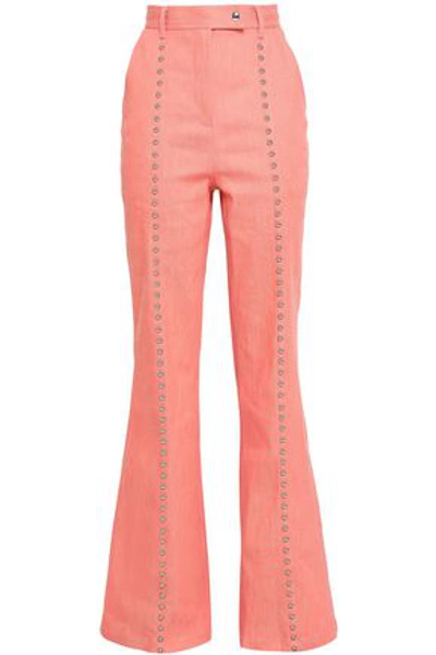 Diane Von Furstenberg Woman Studded Stretch-cotton Twill Flared Pants Peach