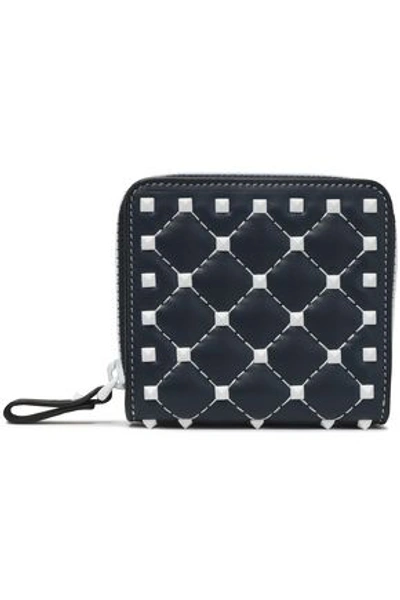 Valentino Garavani Woman Studded Quilted Leather Wallet Navy