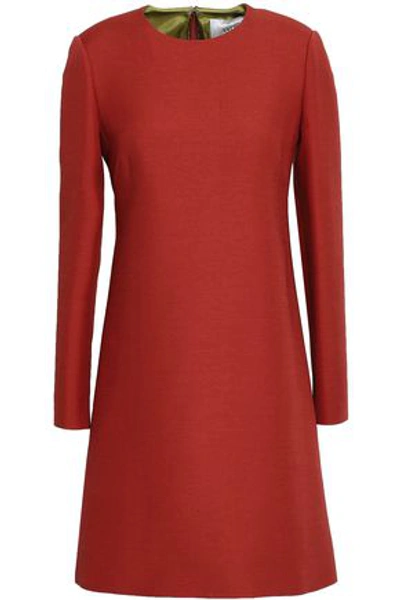 Valentino Woman Wool And Silk-blend Crepe Mini Dress Brick