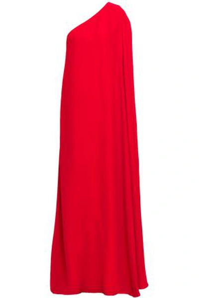 Valentino Woman One-shoulder Draped Crepe Gown Red