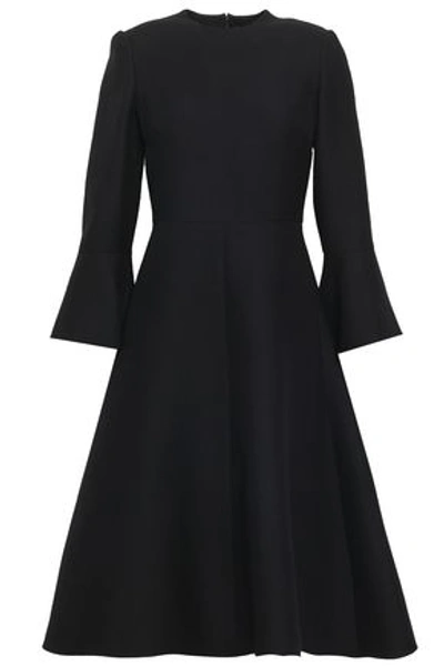 Valentino Woman Flared Wool And Silk-blend Dress Black