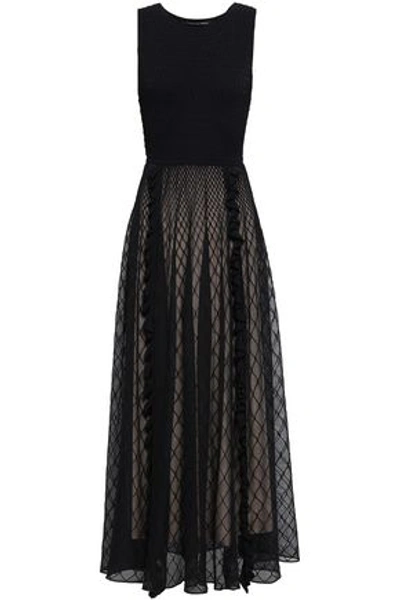 Antonino Valenti Woman Ruffle-trimmed Jacquard-knit Maxi Dress Black