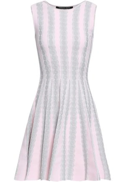 Antonino Valenti Woman Pleated Metallic Jacquard-knit Mini Dress Baby Pink