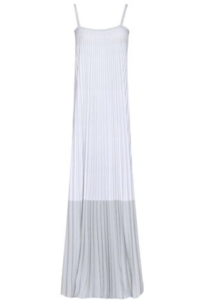 Antonino Valenti Pleated Metallic Knitted Maxi Dress In Off-white