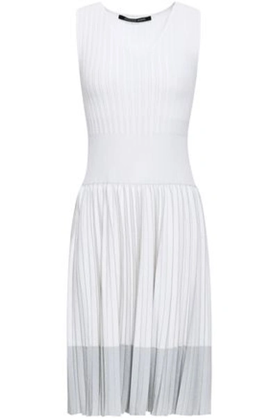 Antonino Valenti Pleated Metallic Knitted Dress In Off-white