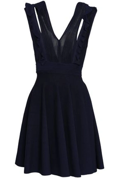 Antonino Valenti Woman Cutout Knitted Mini Dress Navy