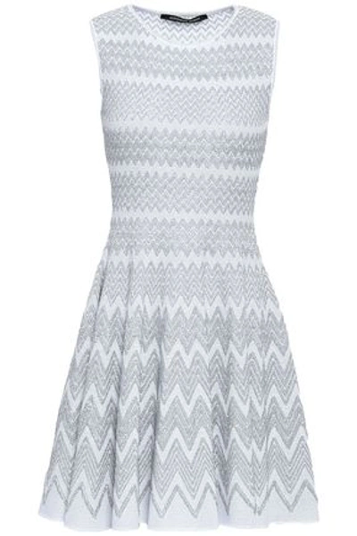 Antonino Valenti Metallic Jacquard-knit Mini Dress In Silver