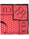 Dior Christian  Vintage Logos Scarf - 红色