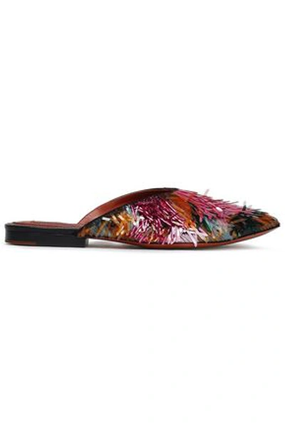 Missoni Appliquéd Silk-satin Slippers In Multicolor