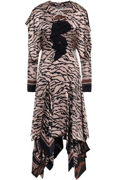 Roberto Cavalli Animal-print Silk Midi Dress In Pastel Pink