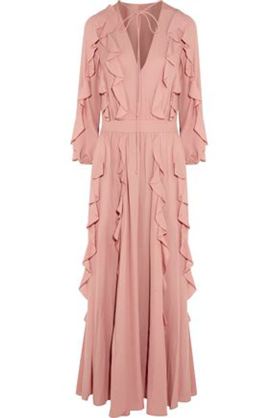 Valentino Woman Ruffled Silk-georgette Maxi Dress Antique Rose