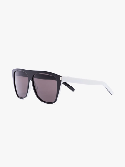 Saint Laurent Black And White Straight Edge Square Sunglasses