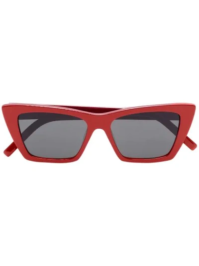 Saint Laurent New Wave Rectangular-frame Sunglasses In Red