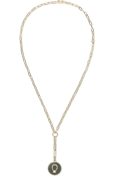 Foundrae Horseshoe 18-karat Gold, Enamel And Diamond Necklace