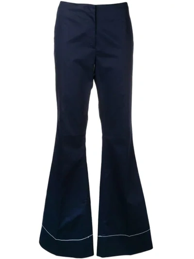 By Malene Birger Stitch Detail Flared Trousers In Blue