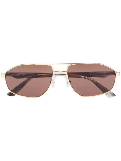 Balenciaga Brown Tinted Lens Rounded Sunglasses In Braun