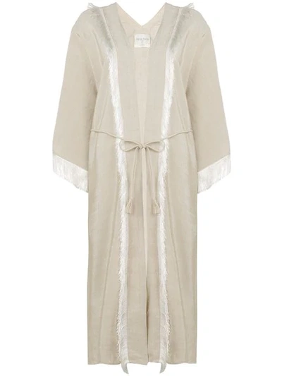 Forte Forte Fringed Wrap Coat In Neutrals