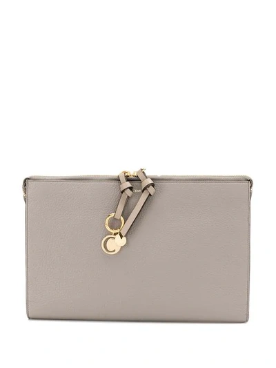 Chloé Alphabet Leather Pouch In Grey