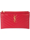 Saint Laurent Monogram Zipped Pouch - Red