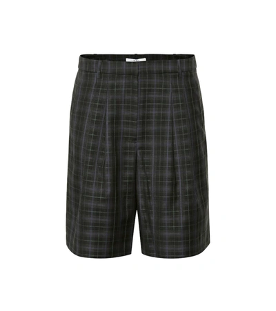 Tibi Checked Wool-blend Twill Shorts In Black