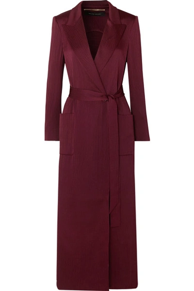 Roland Mouret Heathcoat Cutout Hammered-silk Trench Coat In Burgundy