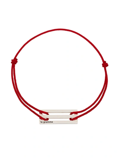 Le Gramme 'le 25/10g' Silver Charm Cord Bracelet In Metallic,red