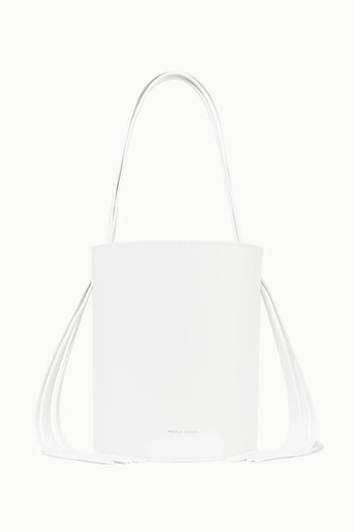 Mansur Gavriel Fringed Leather Bucket Bag In White