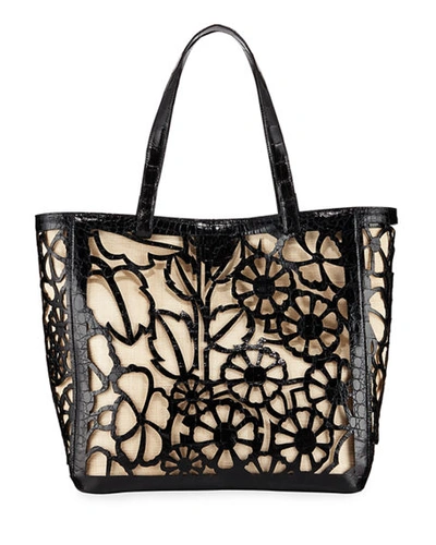 Nancy Gonzalez Floral Laser-cut Tote Bag In Black