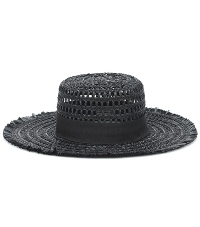 Max Mara Acqua Raffia Hat In Black