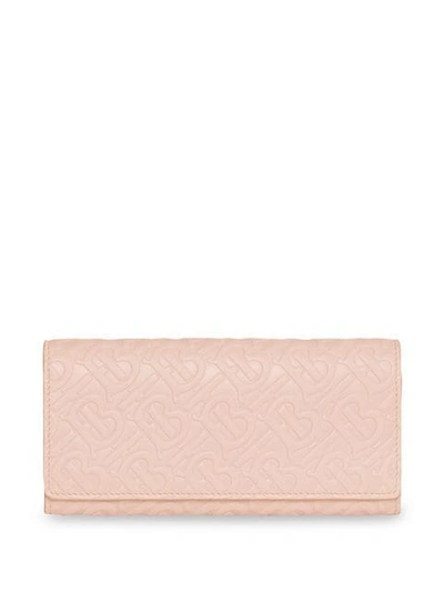 Burberry Monogram Leather Continental Wallet In Pink