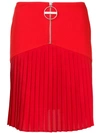 Givenchy Front-zip Heavy Wool Crepe Skirt W/ Pleated Bottoms In Red