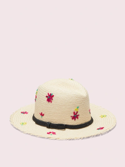 Kate Spade Marker Floral Embroidery Trilby In Natural