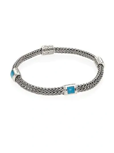 John Hardy Women's Classic Chain Sterling Silver & Gemstone Four-station Pusher-clasp Extra-smallbracelet In Turquoise