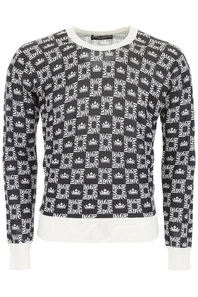 Dolce & Gabbana Logo Pullover In Black,white