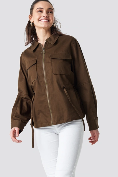 Na-kd Short Oversized Marked Waist Jacket - Brown